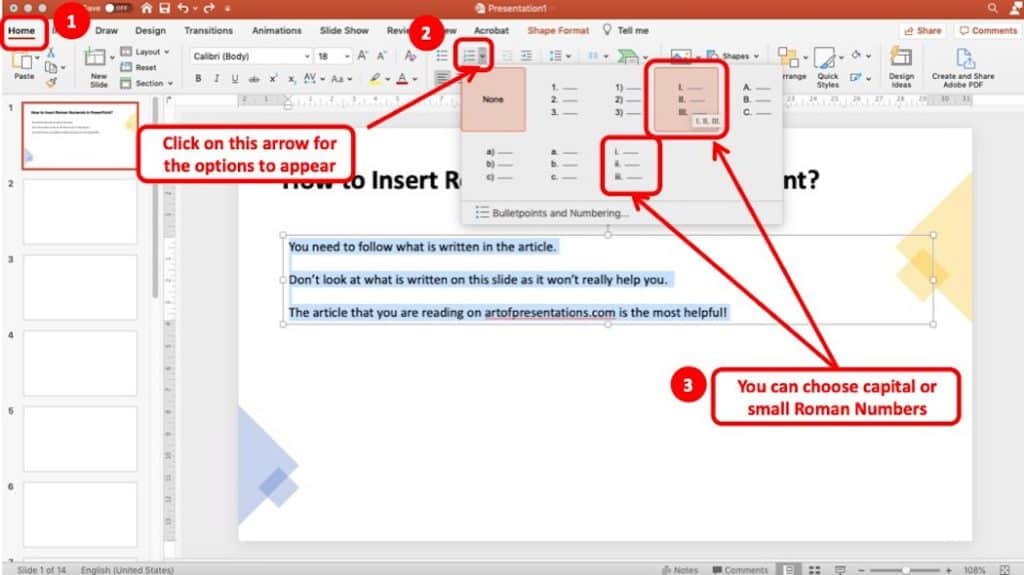 page numbers do not show in powerpoint for mac